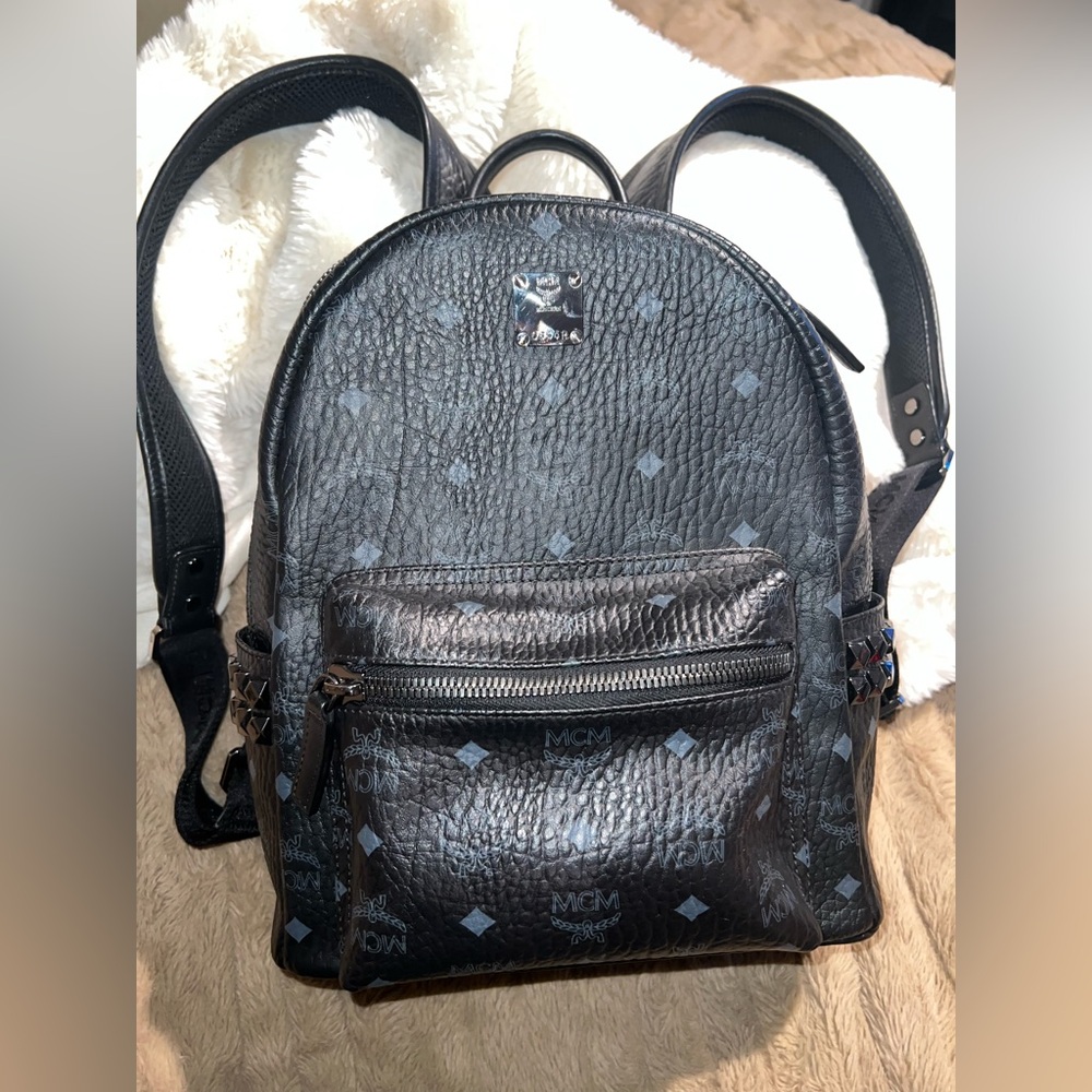 MCM Stark Black Visetos Studded Mini Backpack – Excellent Condition